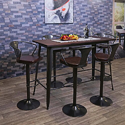 Mendler Table haute de bar HWC-H10, design industriel, bois d'orme, standards MVG, 106x147x60 cm, vintage noir-marron