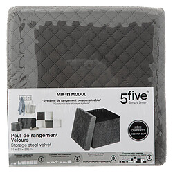 Five Simply Smart Pouf 31 x 31cm Pliant Velours Gris - FIVE