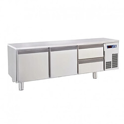 Soubassement Réfrigéré Positif Inox sans Dessus 2 Tiroirs 2 Portes - 220 Litres - Gamme 650 - Baron