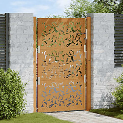 vidaXL Porte de jardin acier résistant aux intempéries design feuilles