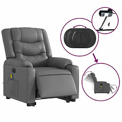 Maison Chic Fauteuil Relax pour salon, Fauteuil inclinable de massage électrique gris similicuir -GKD56686 pas cher