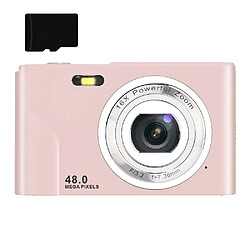 INF Appareil photo numérique 48MP FHD 1080p avec zoom 16x et carte mémoire de 32 Go Pink