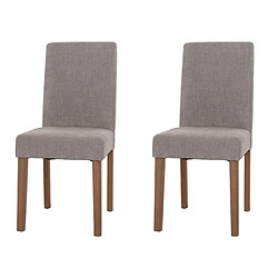 Decoshop26 Lot de 2 chaises de salle à manger dossier haut en tissu chenille gris clair pieds en bois clairs 04_0007322