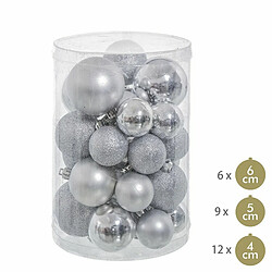 BigBuy Christmas Boules de Noël Argenté Plastique Paillettes 12,5 x 12,5 x 27 cm (27 Unités)