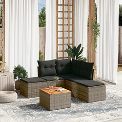 Maison Chic Salon de jardin 6 pcs avec coussins | Ensemble de Table et chaises | Mobilier d'Extérieur gris résine tressée -GKD22508