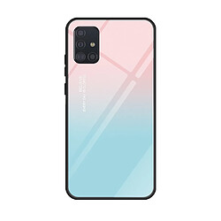 Coque en TPU verre de surface d'impression rose/bleu pour votre Samsung Galaxy A51