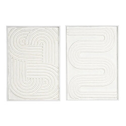 Aubry Gaspard Cadres en bois blanc motifs abstraits papier maché (Lot de 2).