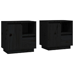 Maison Chic Lot de 2 Tables de chevet - Tables de Nuit Noir 50x34x50 cm Bois de pin massif