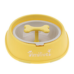 Os rotatif Slow Feeder chien bol chien chiot chat plateau d'alimentation jaune