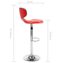 vidaXL Tabourets de bar 2 pcs rouge similicuir pas cher