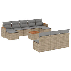 vidaXL Salon de jardin et coussins 11 pcs mélange beige résine tressée