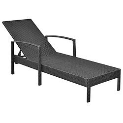 Maison Chic Chaise longue avec coussin | Bain de soleil Relax | Transat Résine tressée Noir -GKD72060 pas cher