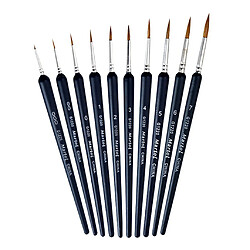 10 pcs pinceaux de peinture acrylique pour peinture aquarelle gouache et acrylique - Noir