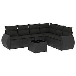 Maison Chic Salon de jardin 7 pcs avec coussins | Ensemble de Table et chaises | Mobilier d'Extérieur noir résine tressée -GKD67124