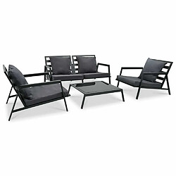 Maison Chic Salon de jardin 4 pcs + coussins - Mobilier/Meubles de jardin - Table et chaises d'extérieur Aluminium Gris foncé -MN10754