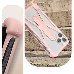 Avis Avizar Coque Cordon Smartphone Universel Silicone Coins bumper Béquille support rose