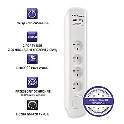 Acheter Surge protector 4 sockets, 2xUSB, 1.8m