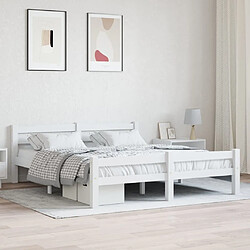 Maison Chic Lit adulte - Lit simple Cadre de lit,Structure du lit Contemporain Blanc Bois de pin massif 160x200 cm -MN97029