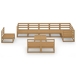 Avis Maison Chic Salon de jardin 10 pcs - Table et chaises d'extérieur - Mobilier/Meubles de jardin Moderne marron miel bois de pin massif -MN58593