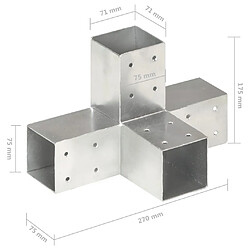 vidaXL Connecteur de poteau Forme en X Métal galvanisé 71x71 mm pas cher