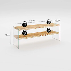 Avis Toilinux Meuble TV 1 étagère Crustallia en verre et bois - Transparent et beige