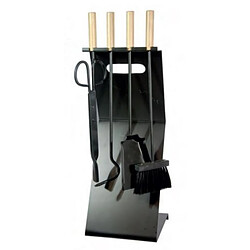 Visiodirect Serviteur/Garniture de cheminée ensembles d'outils pince à feu pelle brosse en fer forgé coloris Noir / Doré - Hauteur 55cm