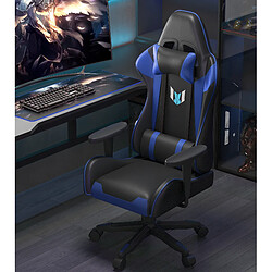 Fauteuil de Bureau Ergonomique - BIGZZIA Siège Gamer avec appui-tête et oreiller lombaires - Inclinable 90 °-155 ° - Noir et Bleu pas cher