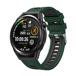 Bracelet en silicone bicolore, 22mm, vert noirâtre/noir pour votre Huawei Watch GT 3 (46mm)