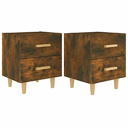 Maison Chic Lot de 2 Tables de chevet - Tables de Nuit Chêne fumé 40x35x47,5 cm