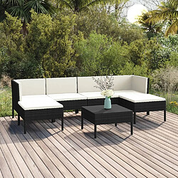 Maison Chic Salon de jardin 7 pcs + coussins - Mobilier/Meubles de jardin - Table et chaises d'extérieur Résine tressée Noir -MN72632