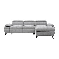 Acheter Vente-Unique Canapé d'angle droit convertible en tissu texturé avec coffre de rangement gris MORAVA