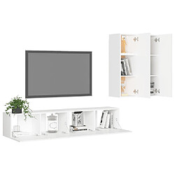 Avis Maison Chic Ensemble de meubles TV 4 pcs | Banc TV Moderne pour salon | Meuble de Rangement - Blanc Aggloméré -MN35984