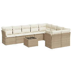 Maison Chic Salon de jardin avec coussins 10 pcs | Ensemble de Table et chaises | Mobilier d'Extérieur beige résine tressée -GKD68765