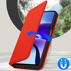 Avizar Housse Xiaomi Redmi Note 9T 5G Étui Folio Portefeuille Fonction Support Rouge pas cher