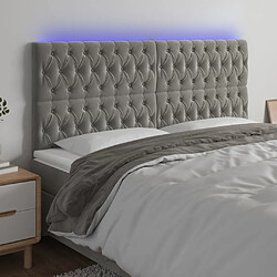 vidaXL Tête de lit à LED Gris clair 200x7x118/128 cm Velours