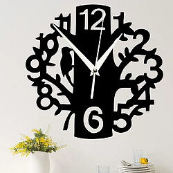 Avis Universal Arbre non tic-tac et oiseau miroir acrylique autocollant idéal horloge murale pour la décoration de la maison noir