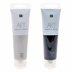 Rico 2 tubes de peinture acrylique 100 ml - noir & argent