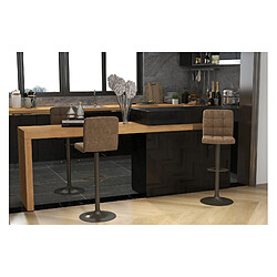 Moloo SQUAR-Tabouret de bar en cuir synthétique Marron-gris bronze (x2)