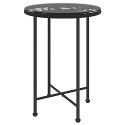 Maison Chic Table de salle à manger,Table à dîner Noir ?55 cm Verre trempé et acier -GKD42921