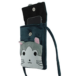 Avizar Pochette Bandoulière pour Smartphone en Tissu Design Chat Gris et Rose