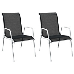 vidaXL Chaises empilables de jardin lot de 2 Acier et textilène Noir