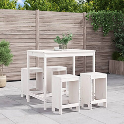 Maison Chic Table de bar et chaises d'extérieur 5 pcs,Ensemble de bar de jardin pour relax blanc bois massif de pin -GKD805659