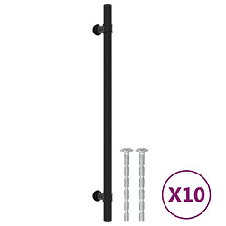 vidaXL Poignées d'armoire 10 pcs noir 224 mm acier inoxydable