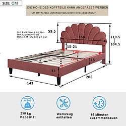 Avis ComfortXL Lit Double 140 X 200 Cm En Velours Avec Tête De Lit Rouge