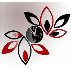 Wewoo Horloge Murale Fleur Art Design - Rouge et Noir