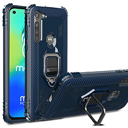 Coque en TPU résistant aux chutes avec béquille bleu pour votre Motorola Moto G8 Power