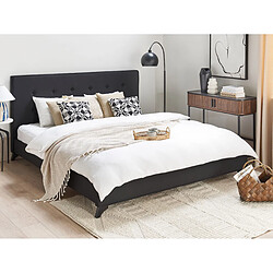 Beliani Lit double 180x200 cm en tissu noir AMBASSADOR