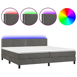 vidaXL Sommier à lattes de lit avec matelas LED Gris foncé 200x200 cm