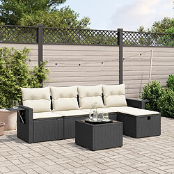 Maison Chic Ensemble Tables et chaises d'extérieur 6pcs avec coussins,Salon de jardin noir résine tressée -GKD792047