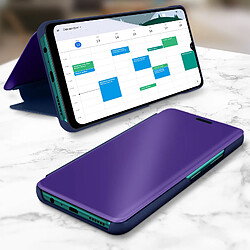 Avizar Housse Huawei Y6p Clapet translucide Design Miroir Support Vidéo Violet